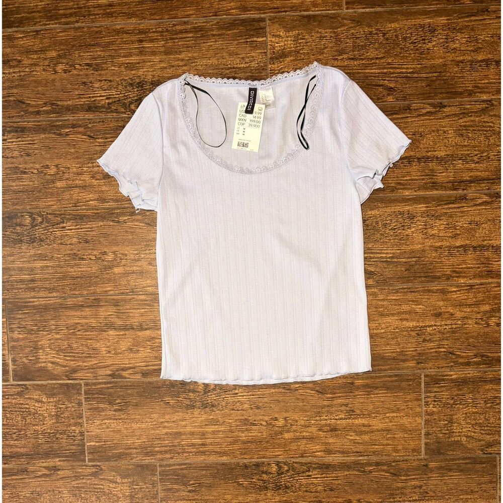 H&M Divided NWT Lace-Trim Baby Tee - M